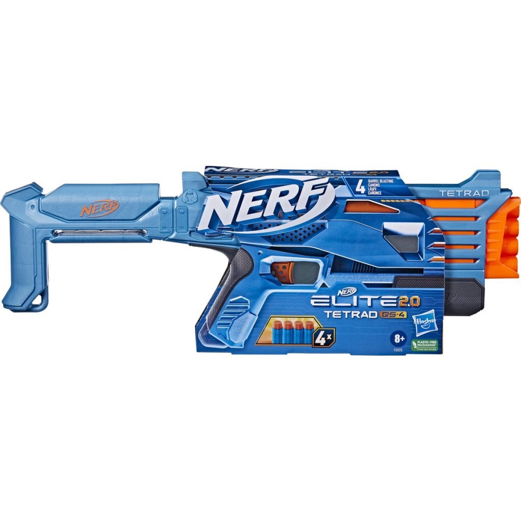 NERF elite 2.0 tetrad blaster + 4 darts
