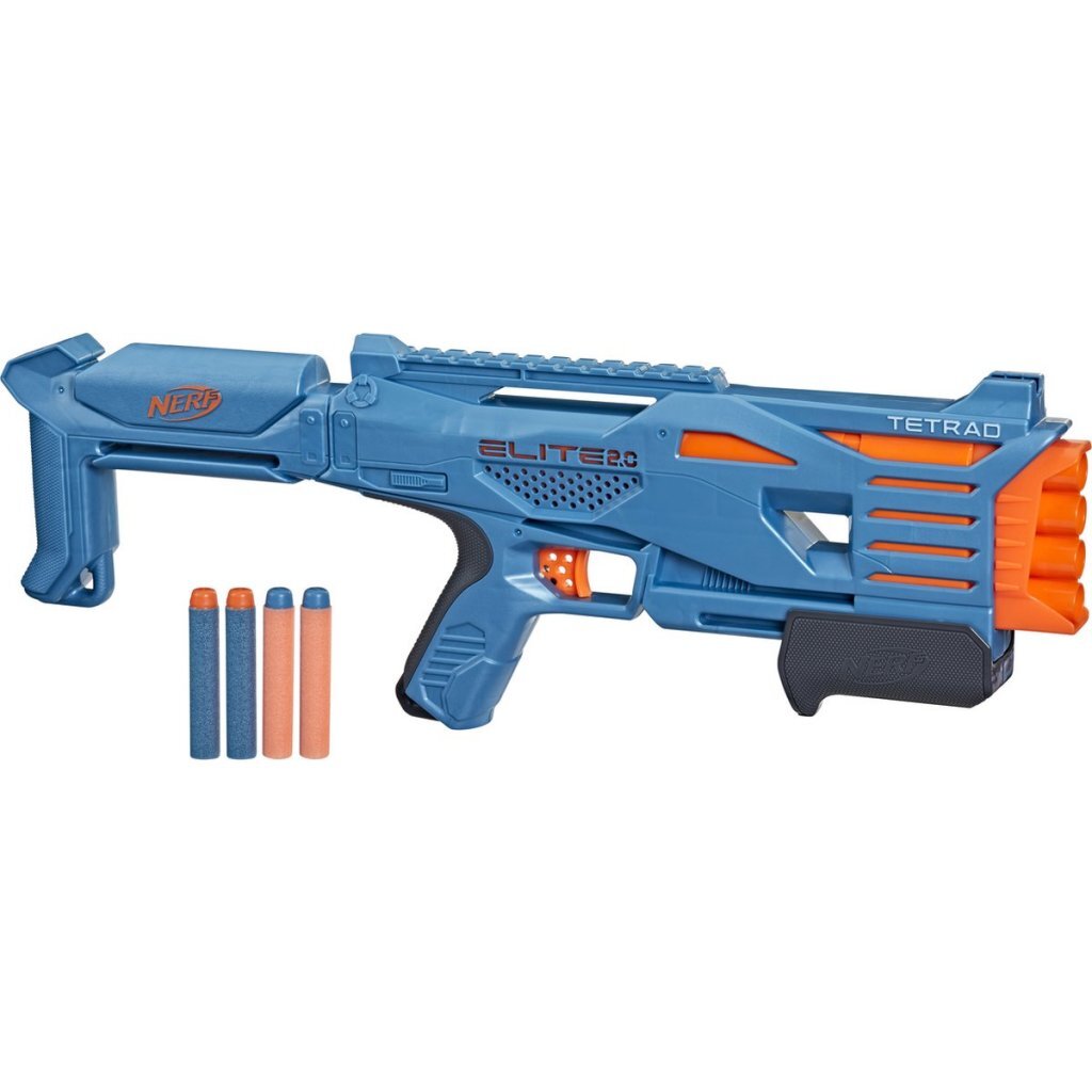 NERF elite 2.0 tetrad blaster + 4 darts