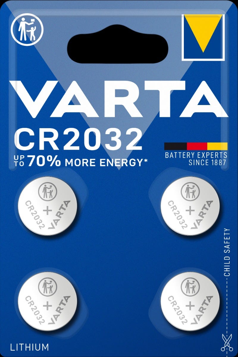 Varta batterij knoopcel 2032 blister (4) - 501214