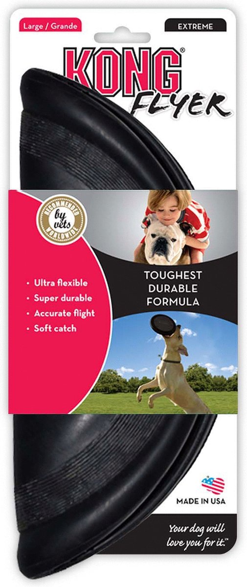 KONG lichtspeelgoed flyer extreme - hondenspeelgoed - 29,8 cm - zwart
