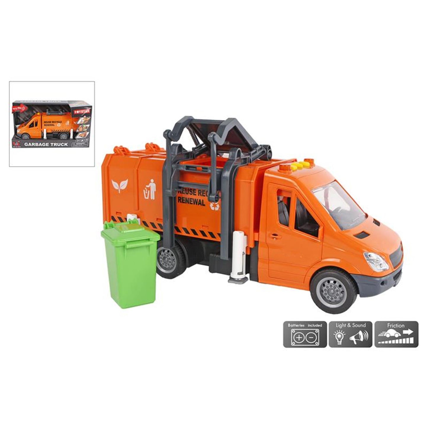 Toy Star Vuilniswagen frictie licht geluid 27,5cm