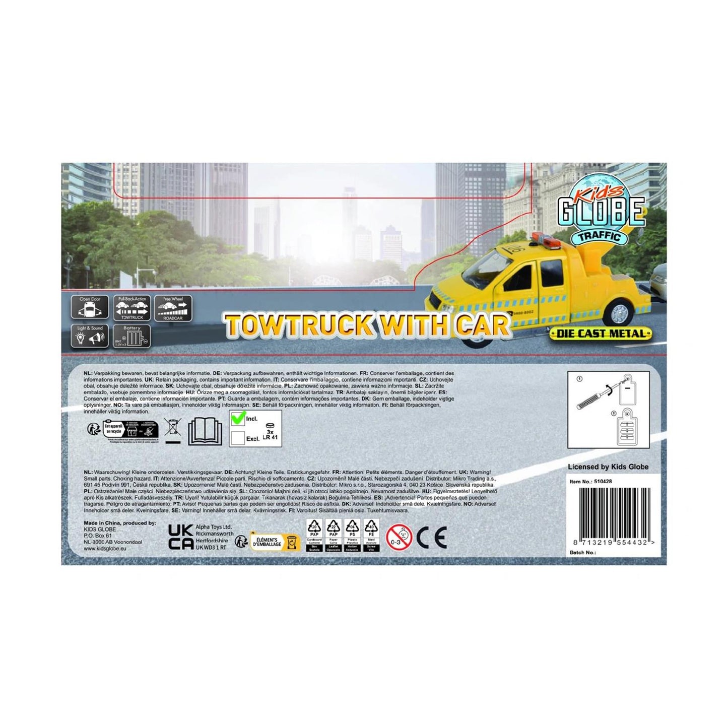 Kids Globe sleepwagen met auto licht en geluid