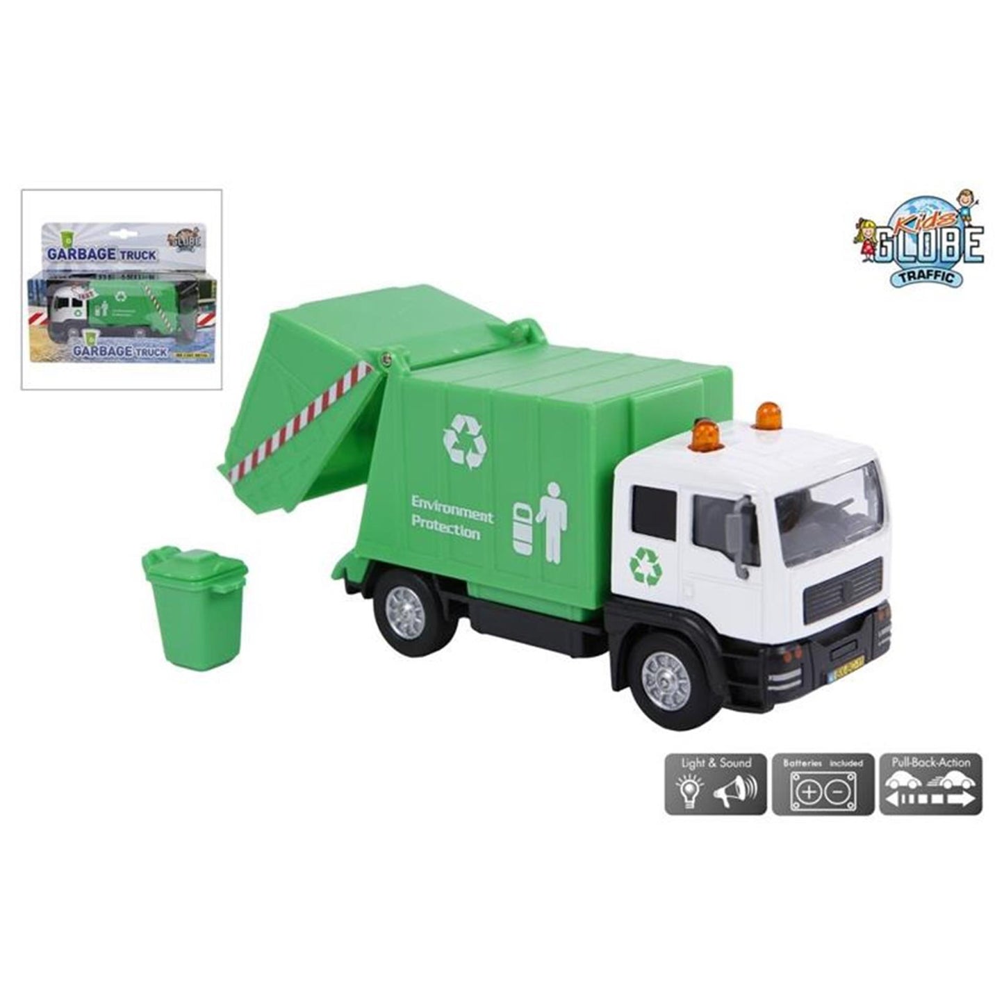 Kids Globe Vuilniswagen met licht en geluid