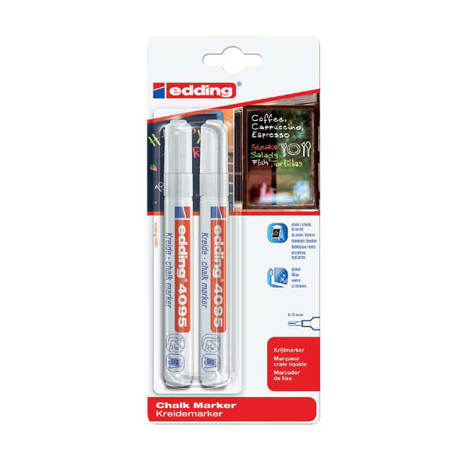 Quantore Krijtstift edding wit, 2st.