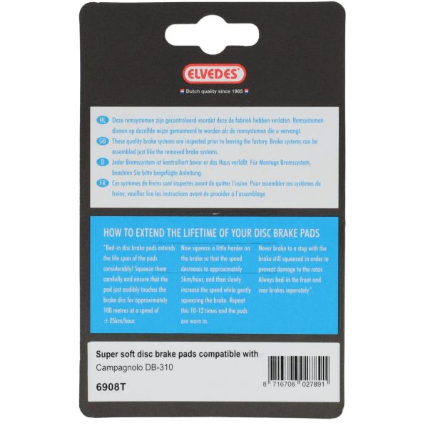Elvedes Cable Systems BV Schijfremblokset elvedes voor campagnolo - grijs (1 paar)