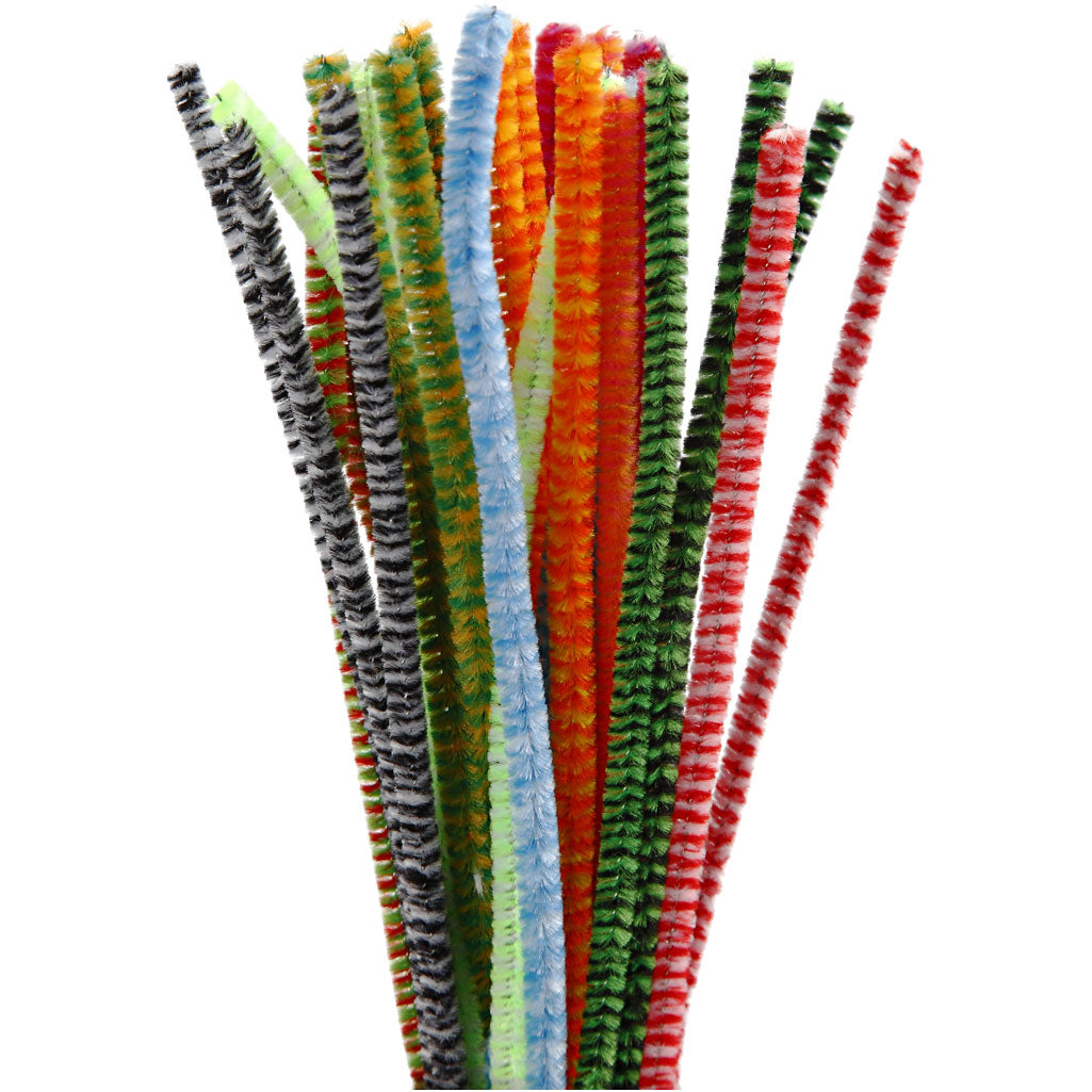 Creativ Company Https: www.cchobby.nl chenille-gestreept-l-30-cm-dikte-6-mm-diverse-kleuren-30-div-1-doos