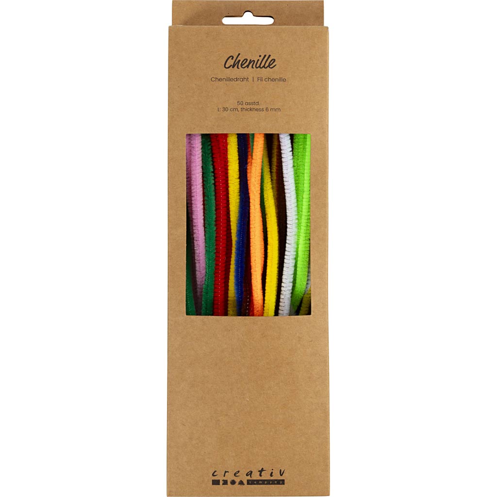 Creativ Company Https: www.cchobby.nl chenille-l-30-cm-dikte-6-mm-diverse-kleuren-50-div-1-doos