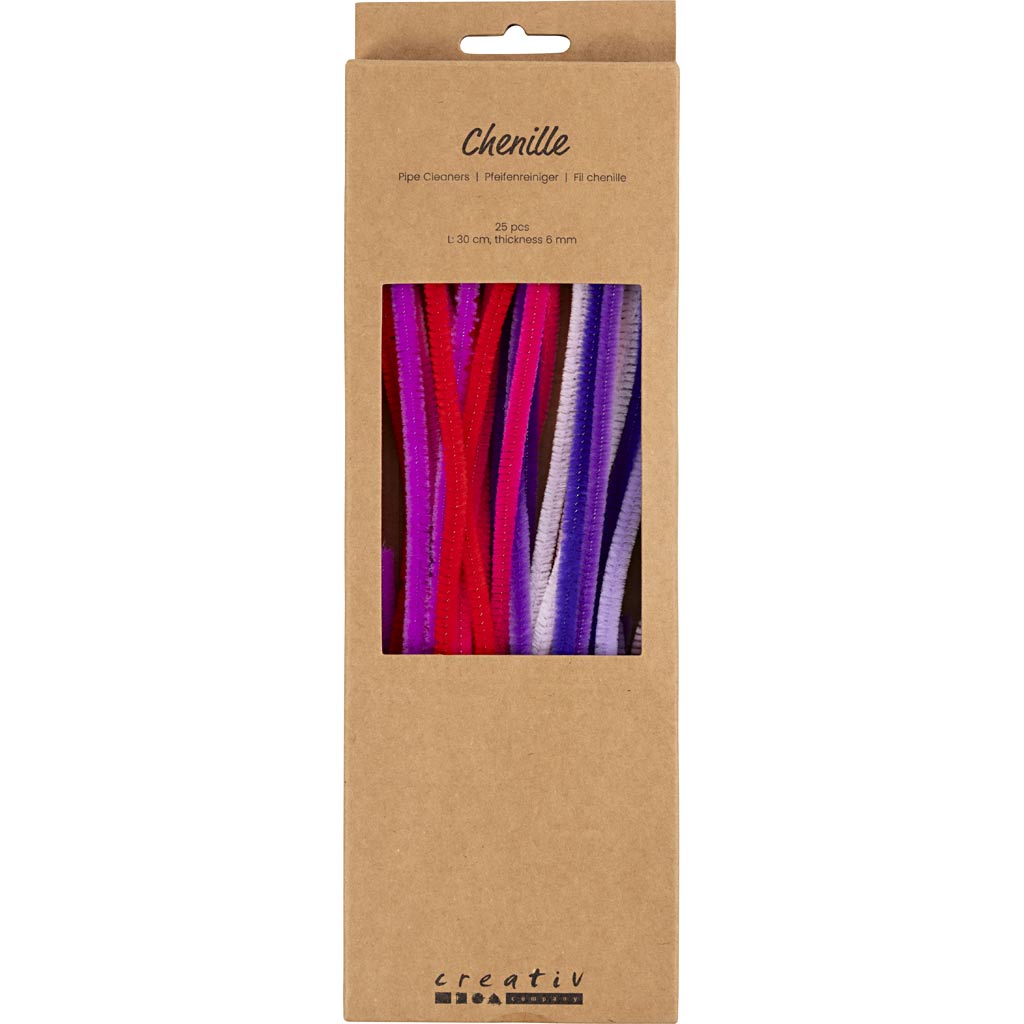 Creativ Company Https: www.cchobby.nl chenille-l-30-cm-dikte-6-mm-paars-roze-harmonie-25-stuk-1-doos