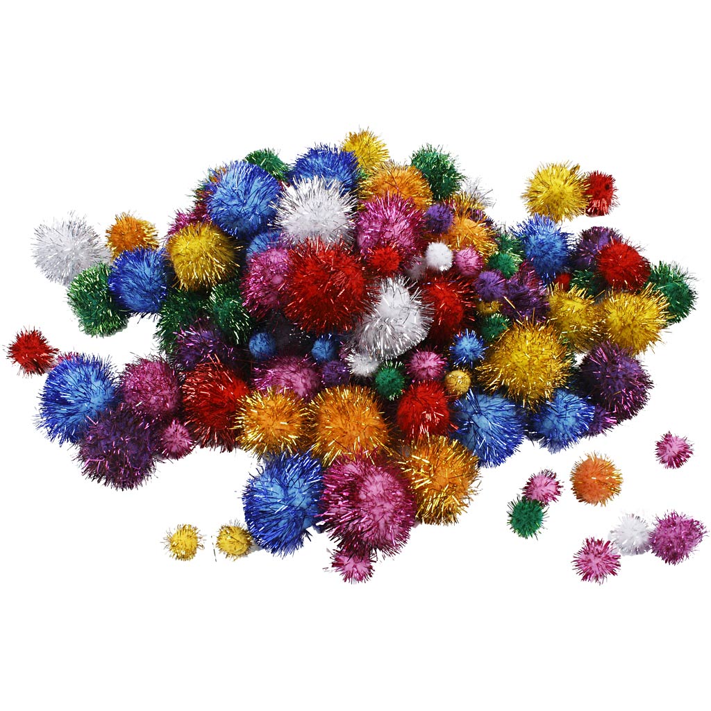 https: www.cchobby.nl pompons-d-15-40-mm-glitter-ca-90-stuk-sterke-kleuren-62-gr-1-doos