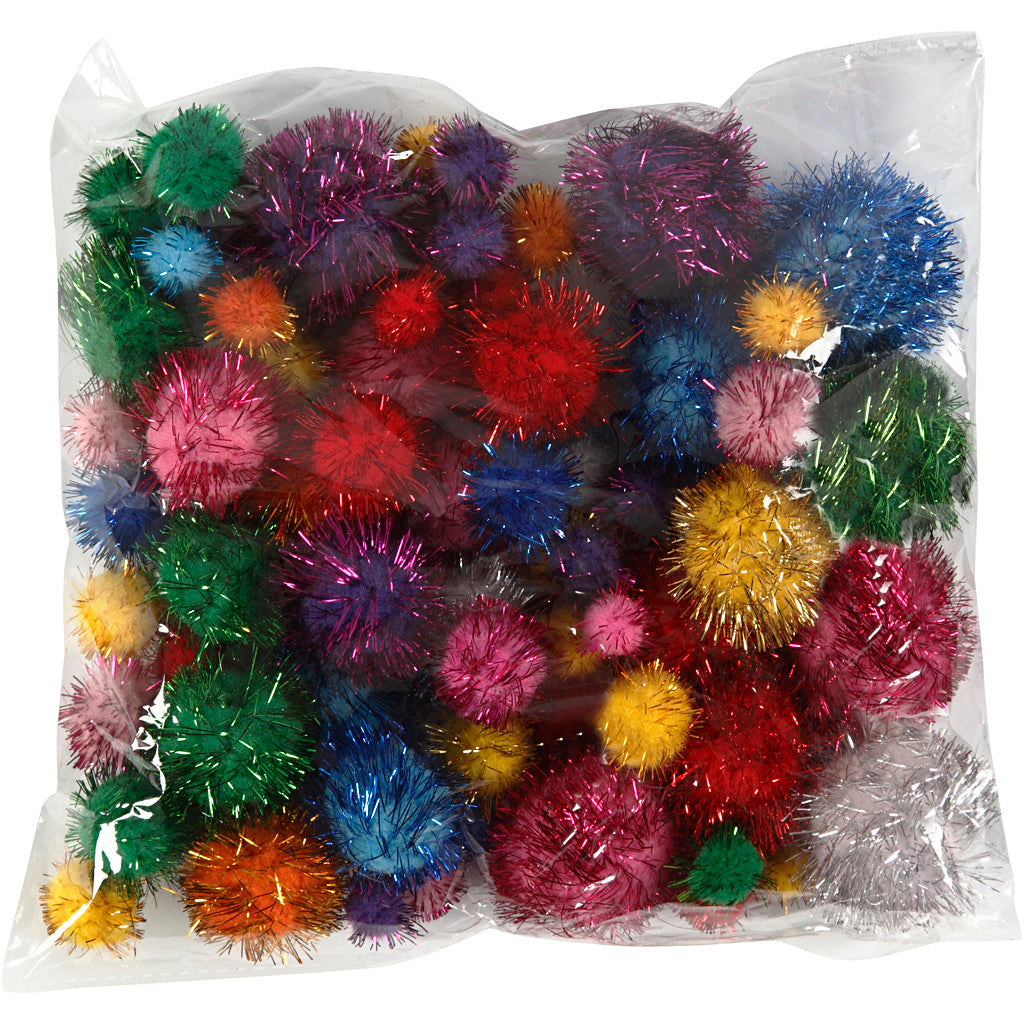 https: www.cchobby.nl pompons-d-15-40-mm-glitter-ca-90-stuk-sterke-kleuren-62-gr-1-doos