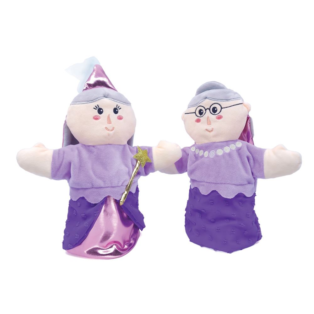 Dubbelgezichte handpop Oma Fee. 25 cm. 3