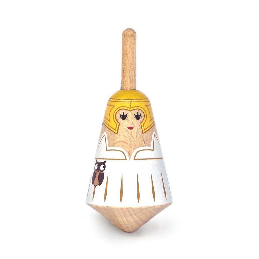 Griekse houten tol: Athena. 3,5x3,5x8