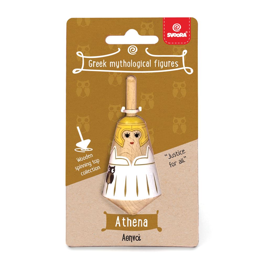 Griekse houten tol: Athena. 3,5x3,5x8