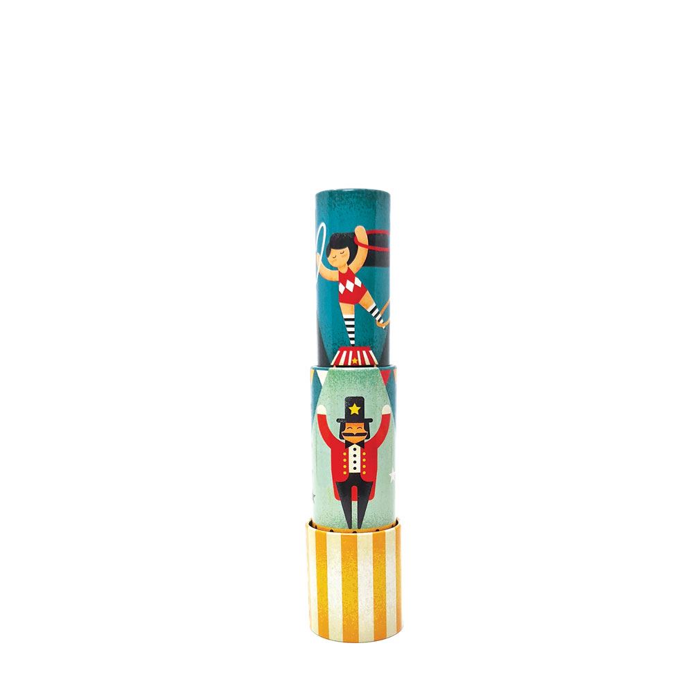 Kaleidoscope tin, Circus Blauw groen.3+