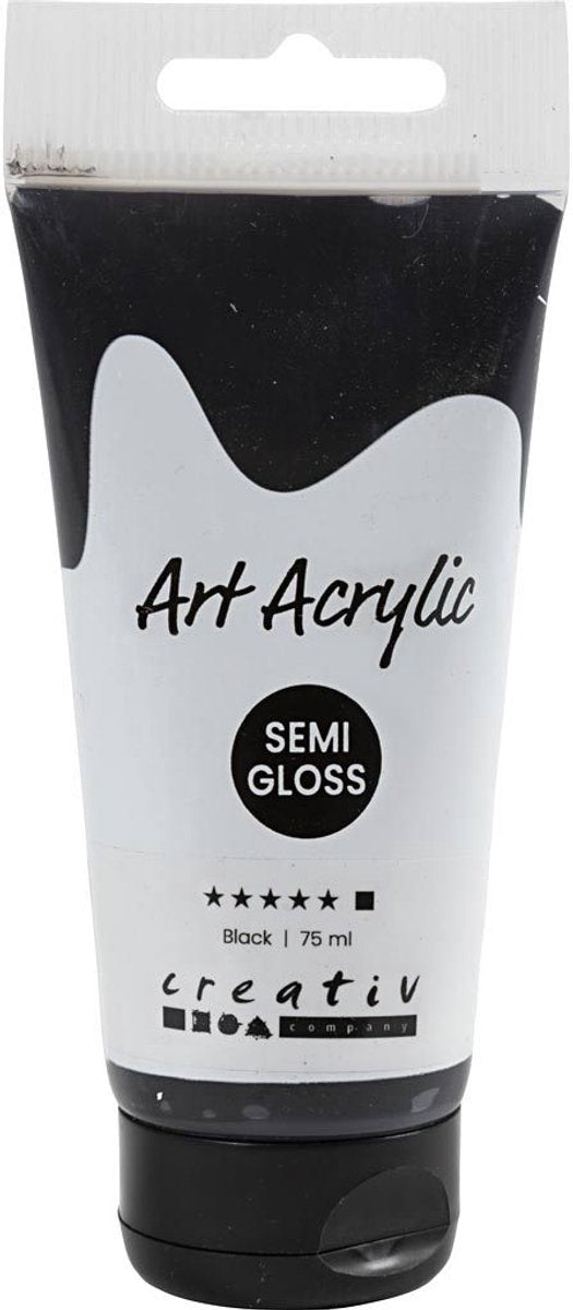 Pigment Art Acrylverf – zwarte verf – acrylaatverf – acrylic paint – hobbyverf – sneldrogende verf – dekkende verf – waterbasis verf – mars black – dekkend – – 75 ml