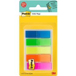 Index Translucent Post-it 12x43mm 20 tabs groen,oranje,roze,geel,blauw