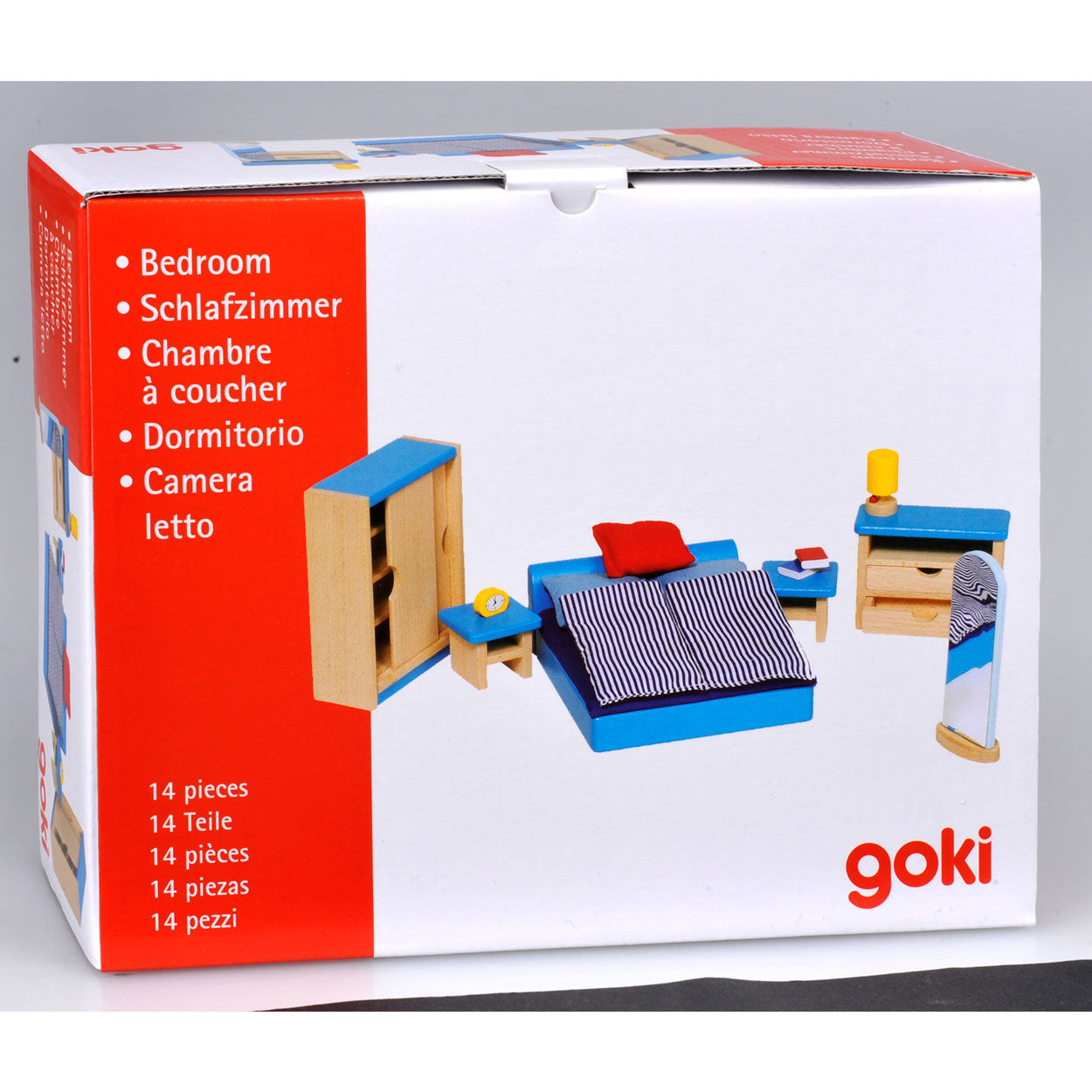 Goki Poppenhuismeubeltjes: moderne slaapkamer 14-delig (incl. bedlinnen, excl.