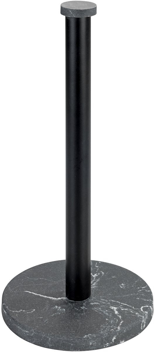 Merkloos Sans Marque Keukenrolhouder marmerlook zwart 15-32 cm staand metaal kunststof