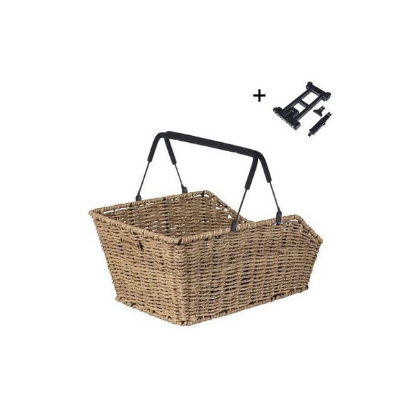 BASIL Rieten fietsmand cento rattan look mik 40 x 25 x 12 cm - seagrass