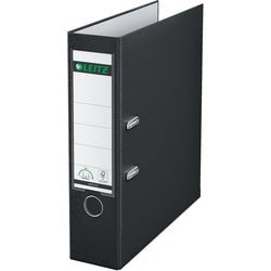 Ordner Leitz 1010 plastic breedte 8cm zwart insteeketiket grijpgat
