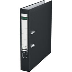 Leitz Ordner 1015 plastic breedte 5,2cm zwart insteeketiket grijpgat