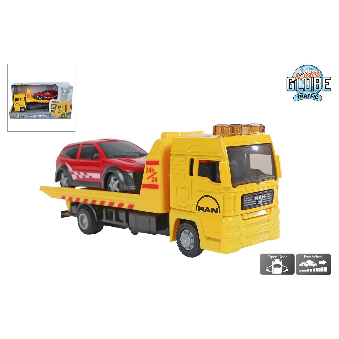 MAN bergingswagen 19cm met auto 10,5cm