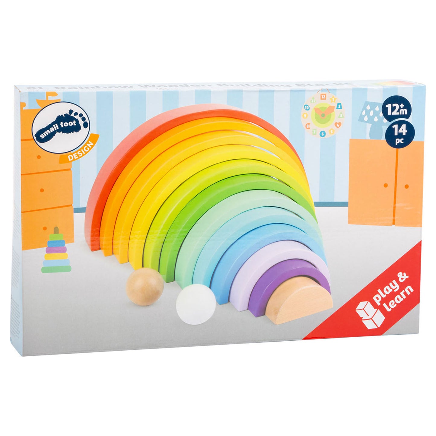 Small Foot - houten bouwblokken regenboog xl, 14dlg.