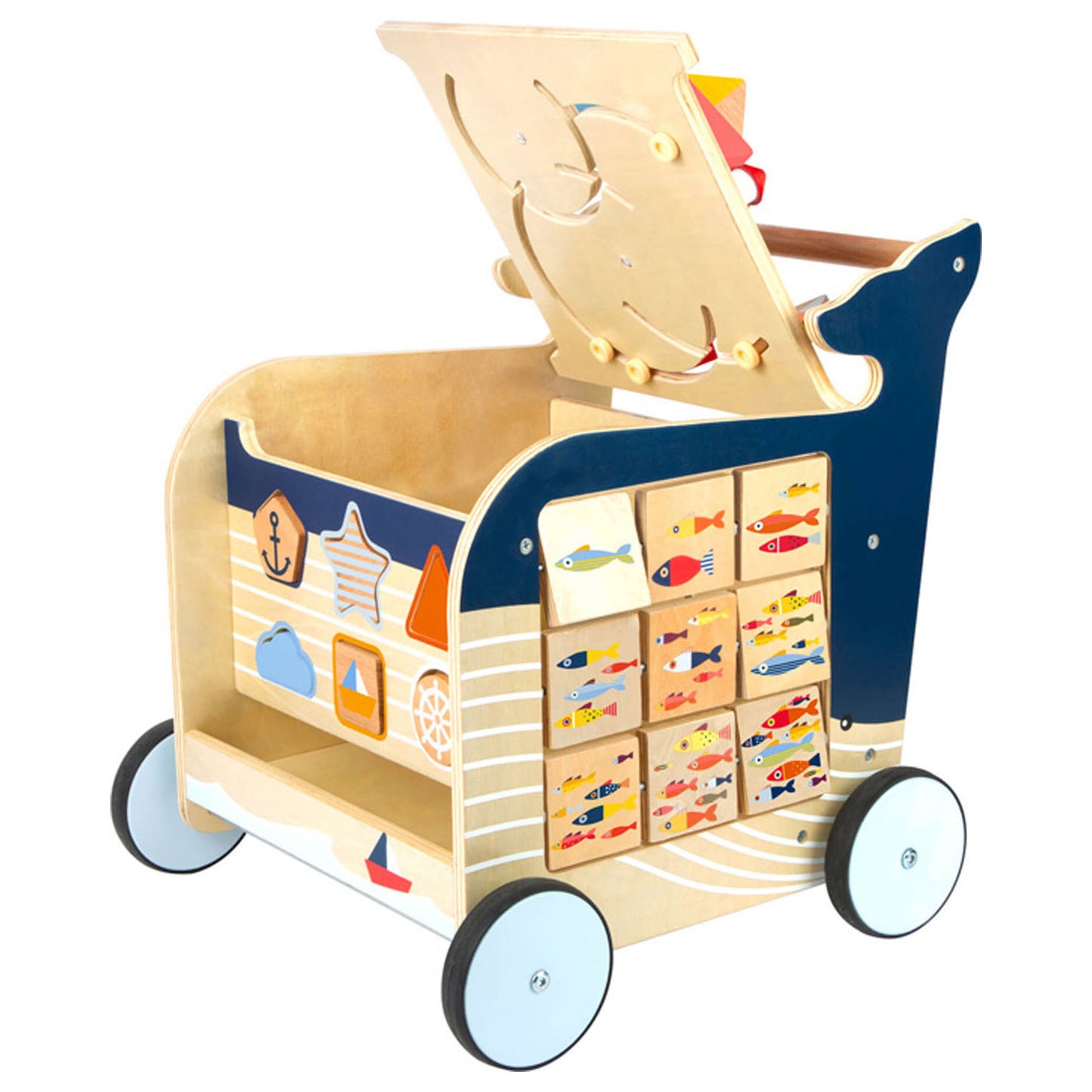 Small Foot - houten activiteiten loopwagen walvis