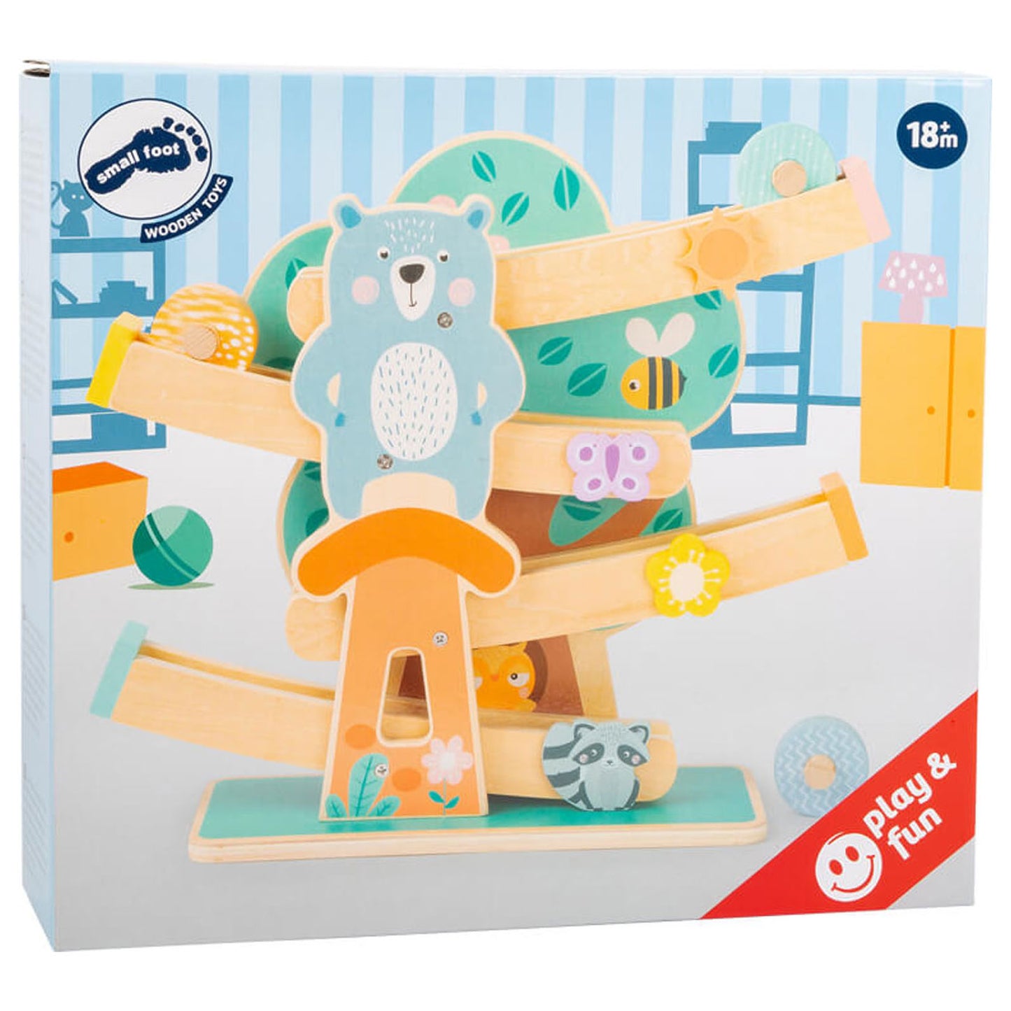 Small Foot - houten knikkerbaan dieren pastel