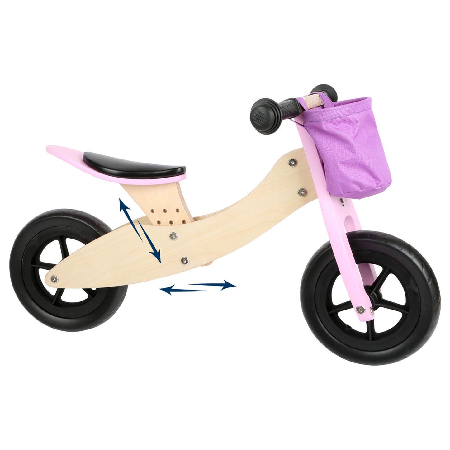 Small Foot - houten driewieler en loopfiets 2in1 maxi roze