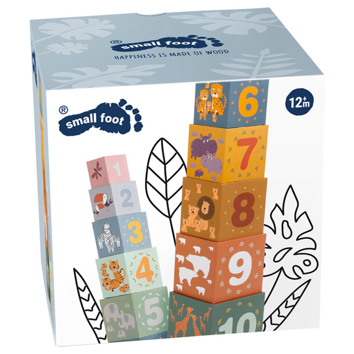 Small Foot - stapelblokken safari karton, 10dlg.