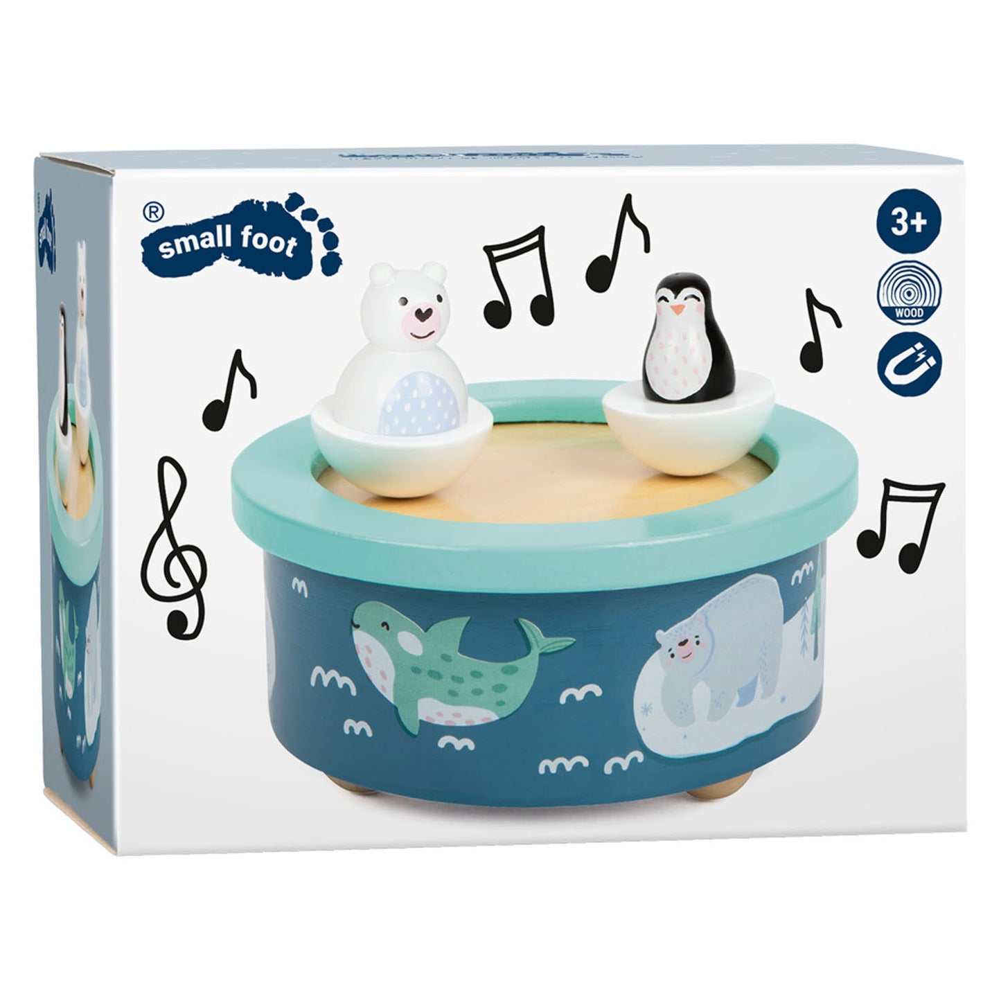 Small Foot - houten muziekdoos noordpool opwindbaar