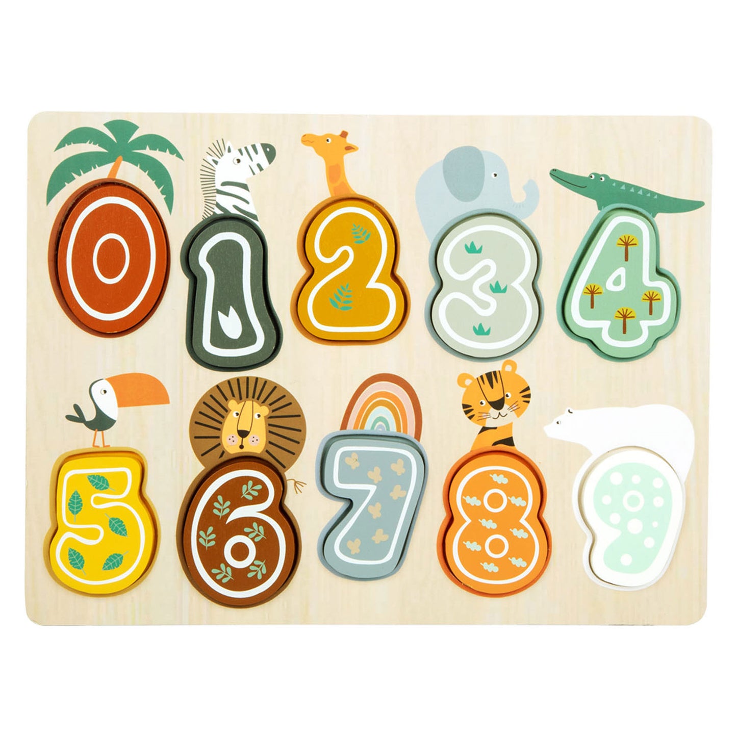 Small Foot - houten cijfer puzzel safari
