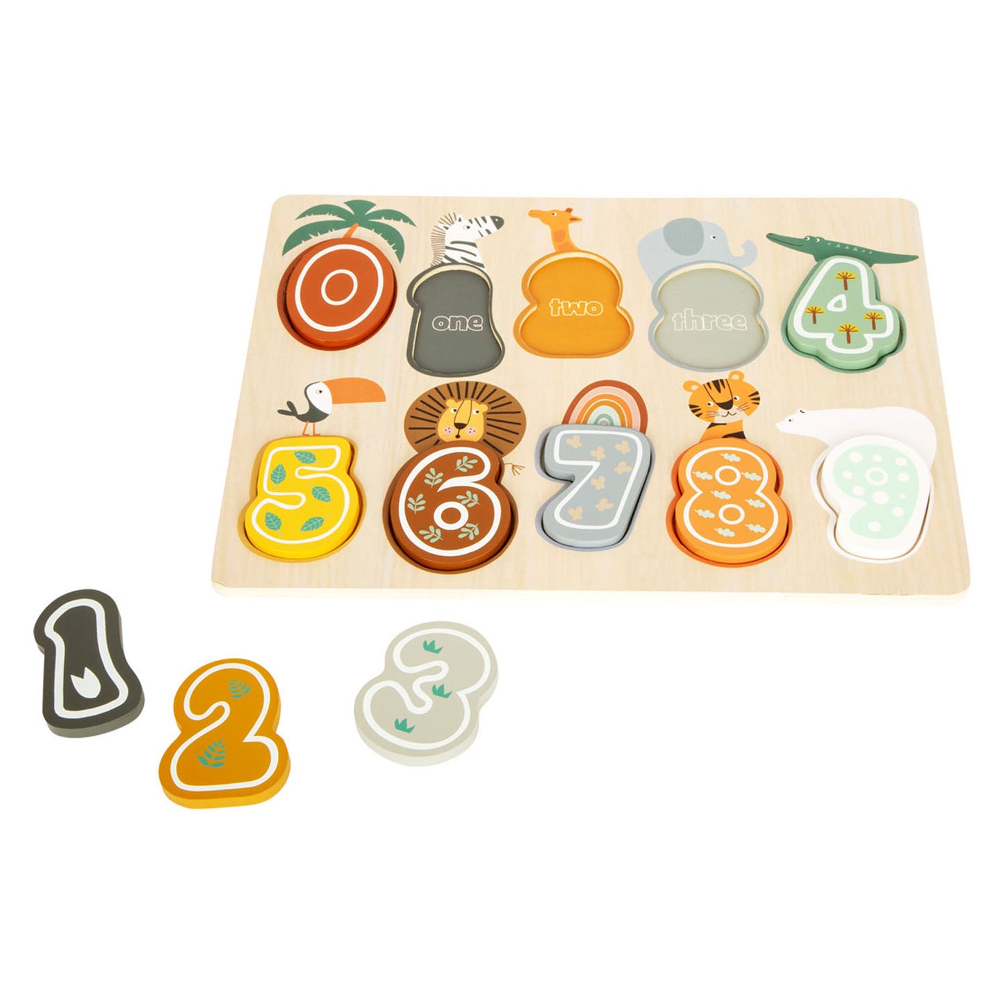 Small Foot - houten cijfer puzzel safari