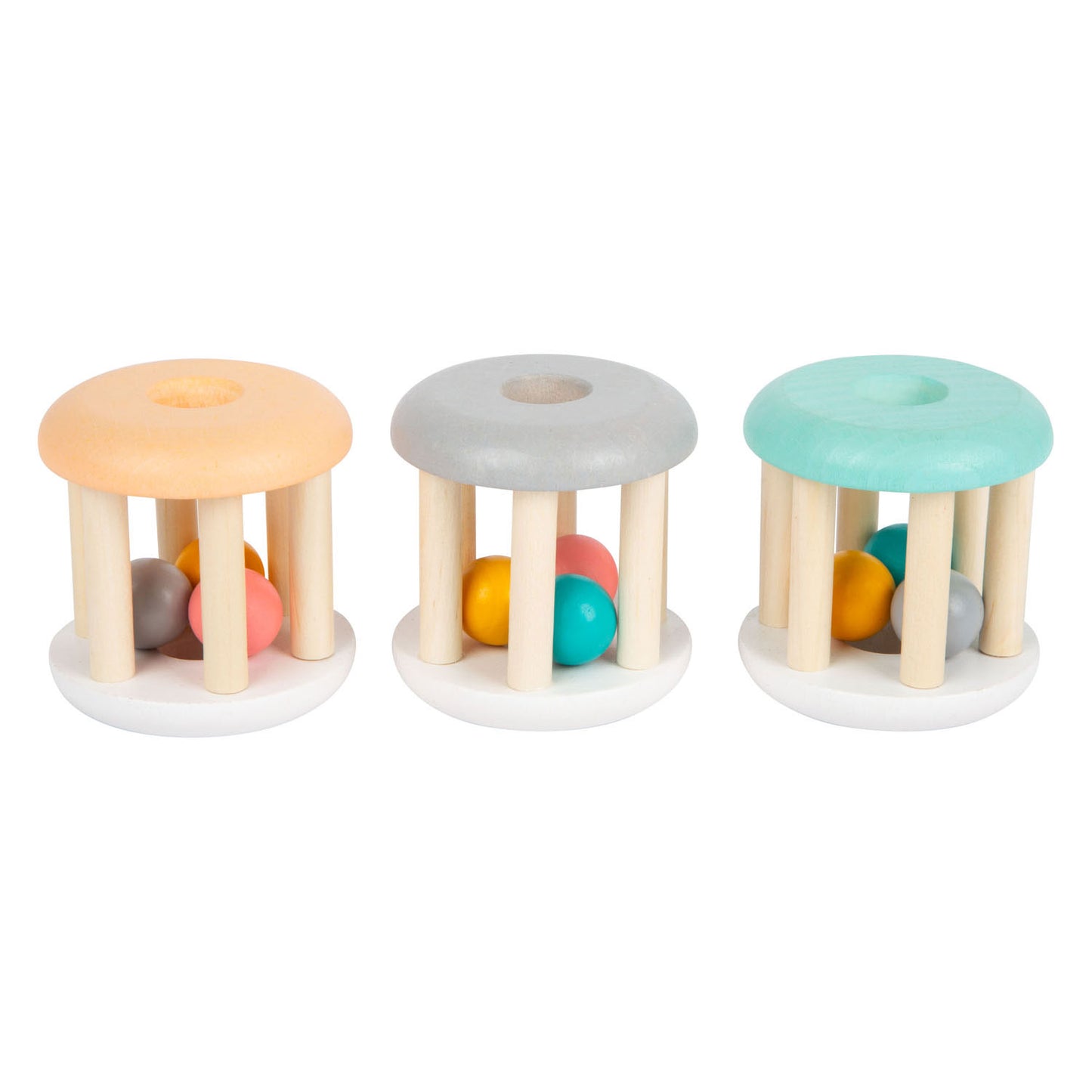 Small Foot - houten baby ratel pastel, 3st.