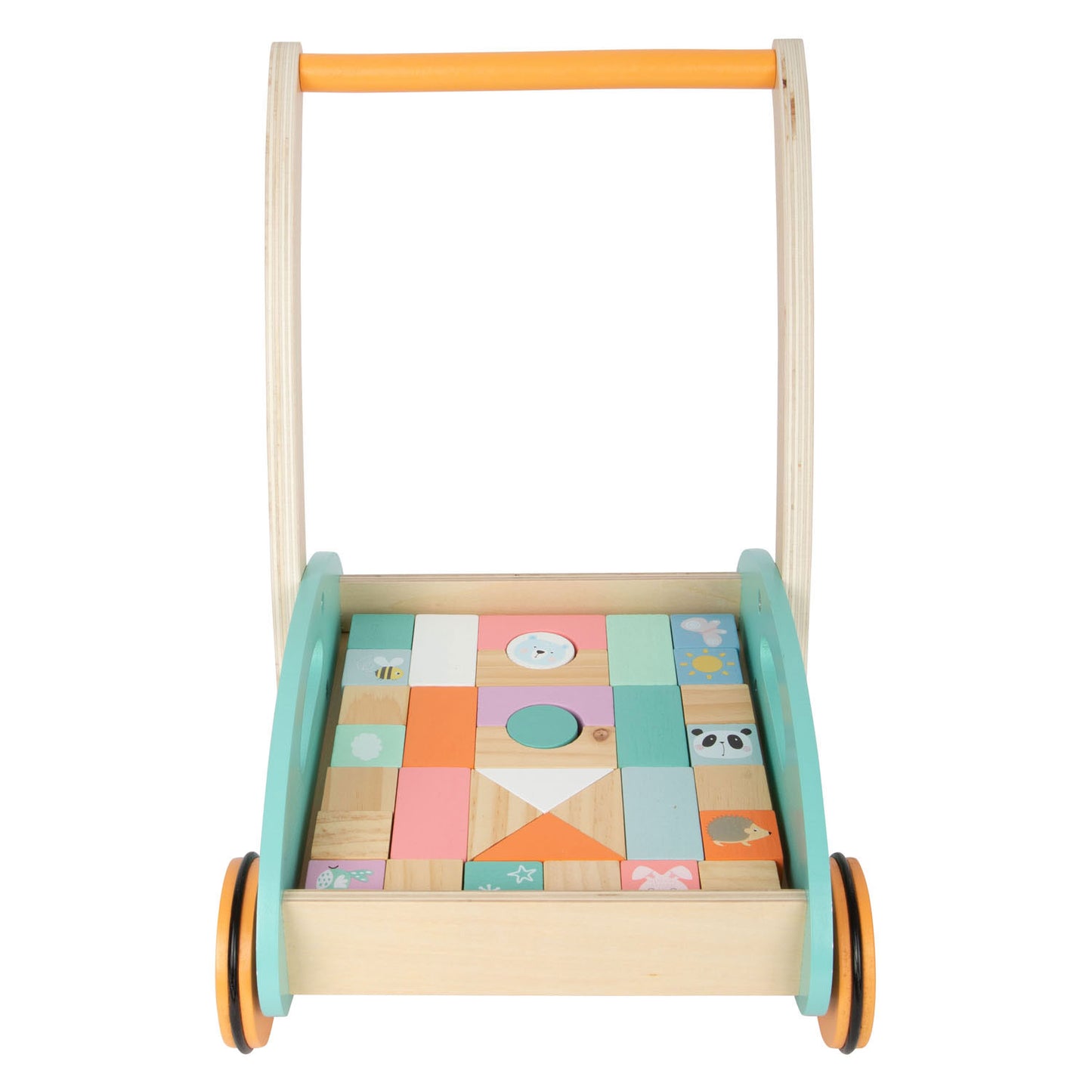 Small Foot - houten baby walker loopwagen met blokken pastel, 35dlg.
