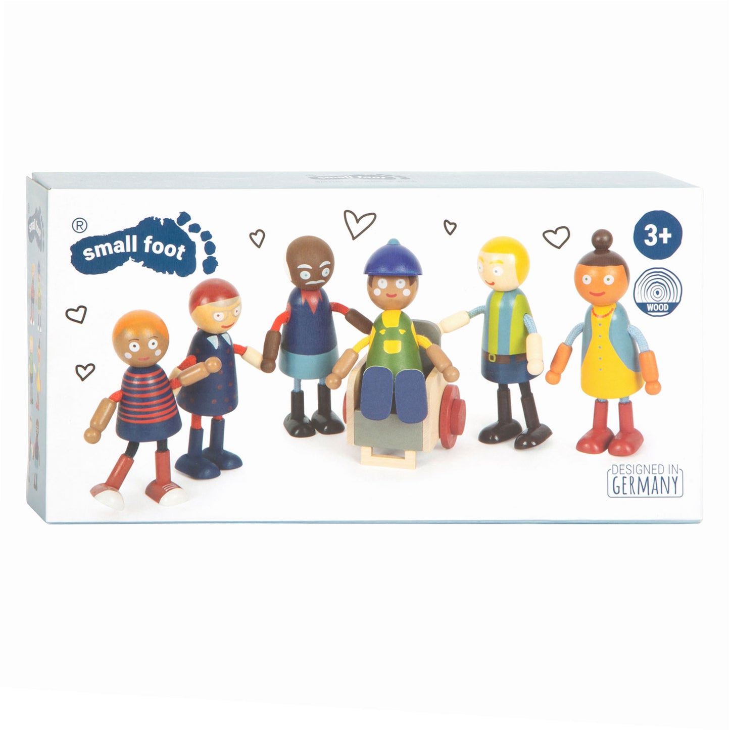 Small Foot - houten poppenhuis familie met rolstoel, 6st.