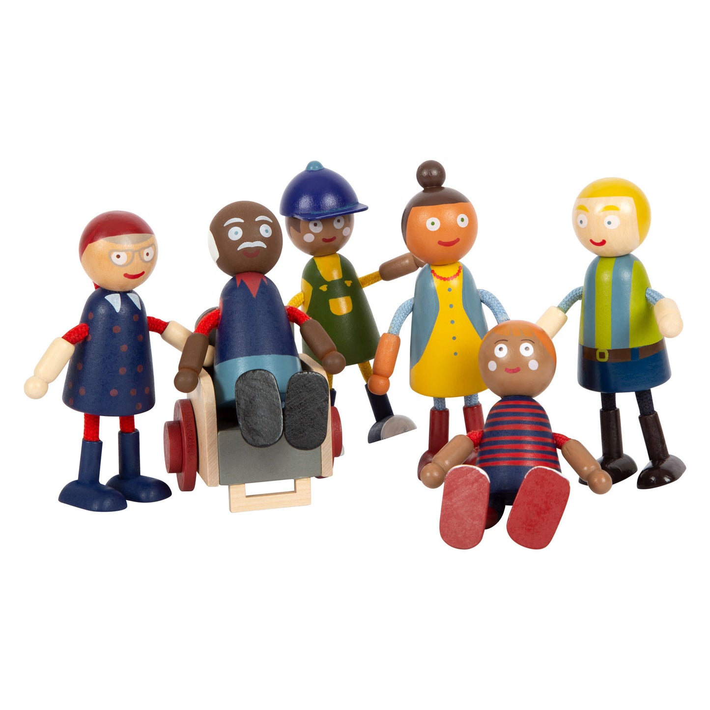 Small Foot - houten poppenhuis familie met rolstoel, 6st.