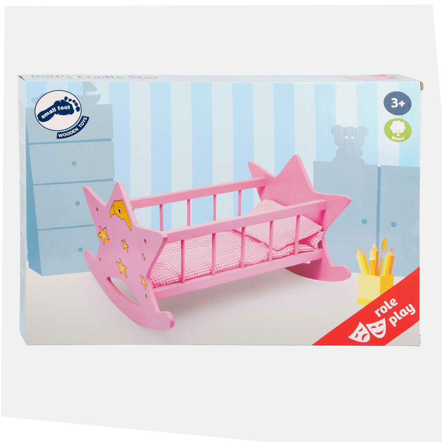 Small Foot - houten poppenbed ster roze