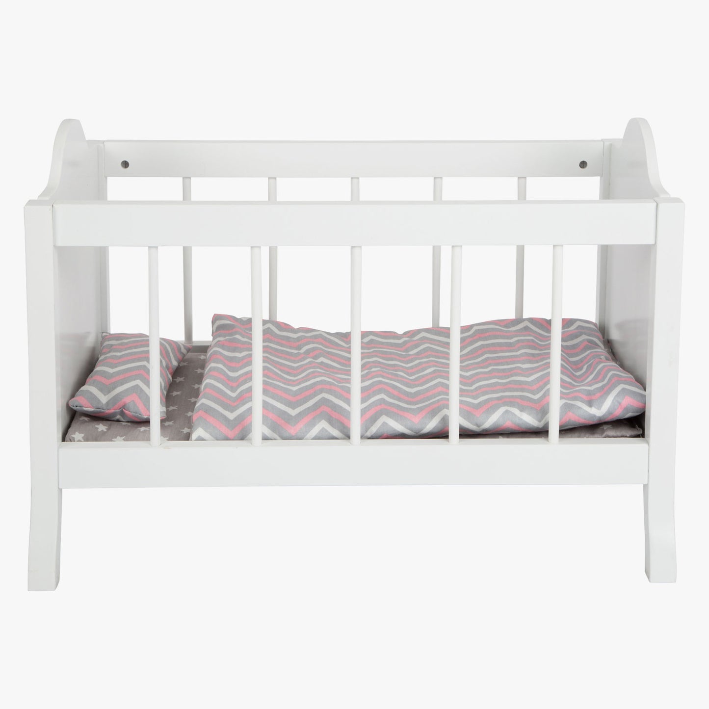 Small Foot - houten poppenbed wit met beddengoed strepen, 4dlg.