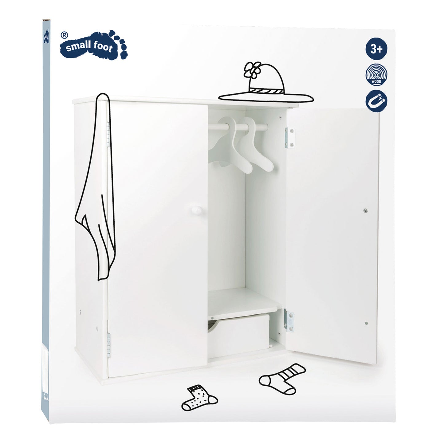 Small Foot - houten poppen kledingkast met hangers, 3dlg.