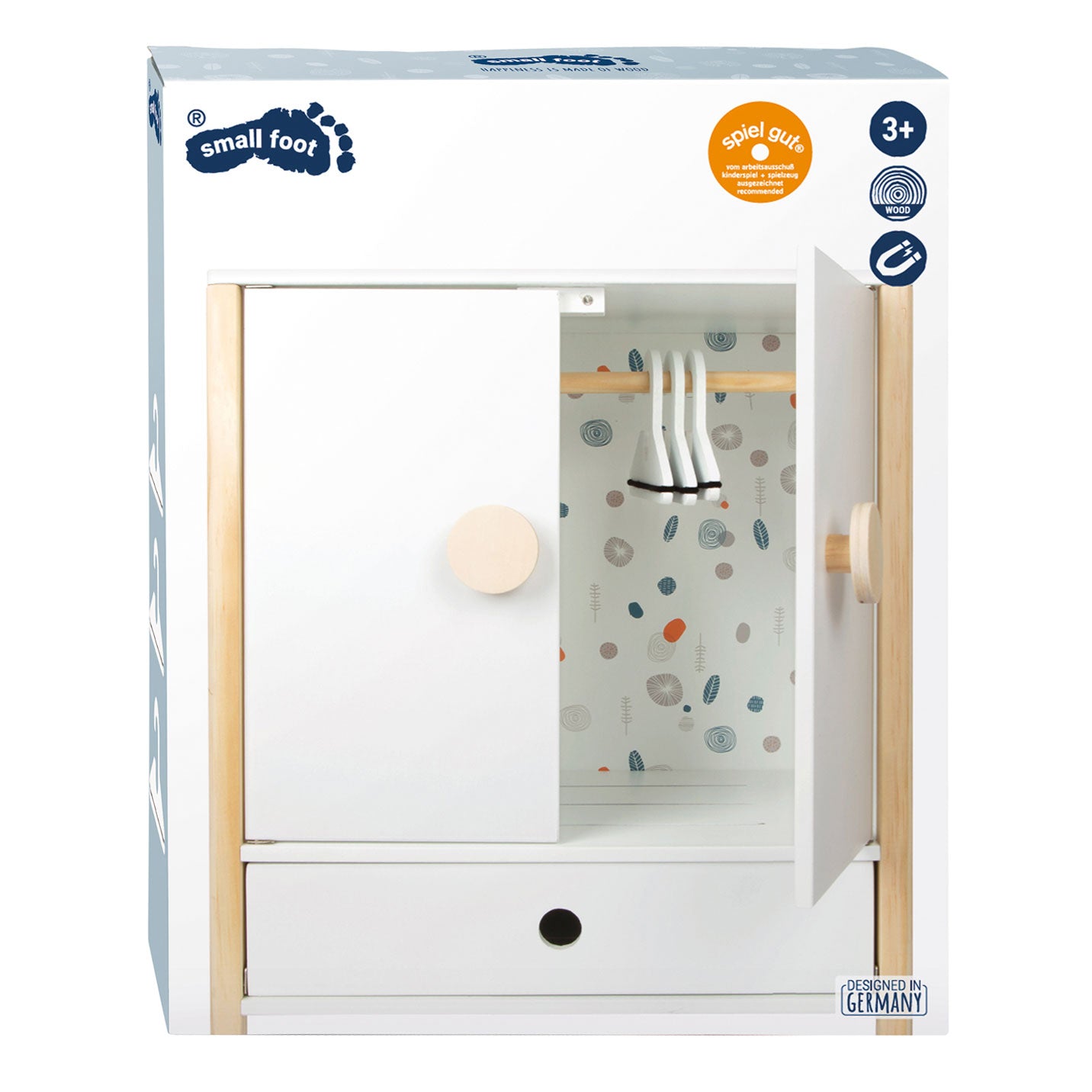 Small Foot - houten poppen kledingkast little button met hangers , 3dlg.