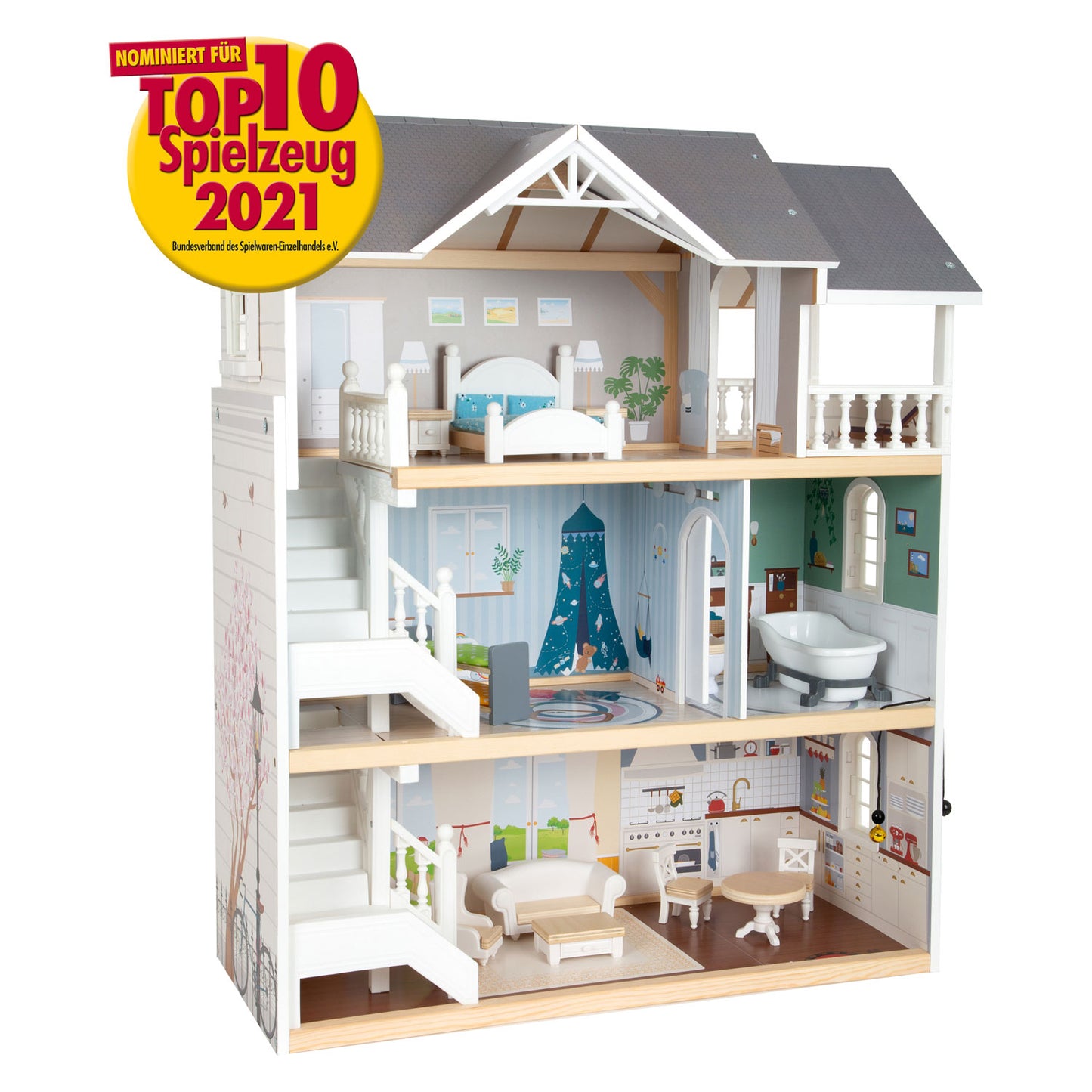 Small Foot - houten urban villa poppenhuis met accessoires, 13dlg.