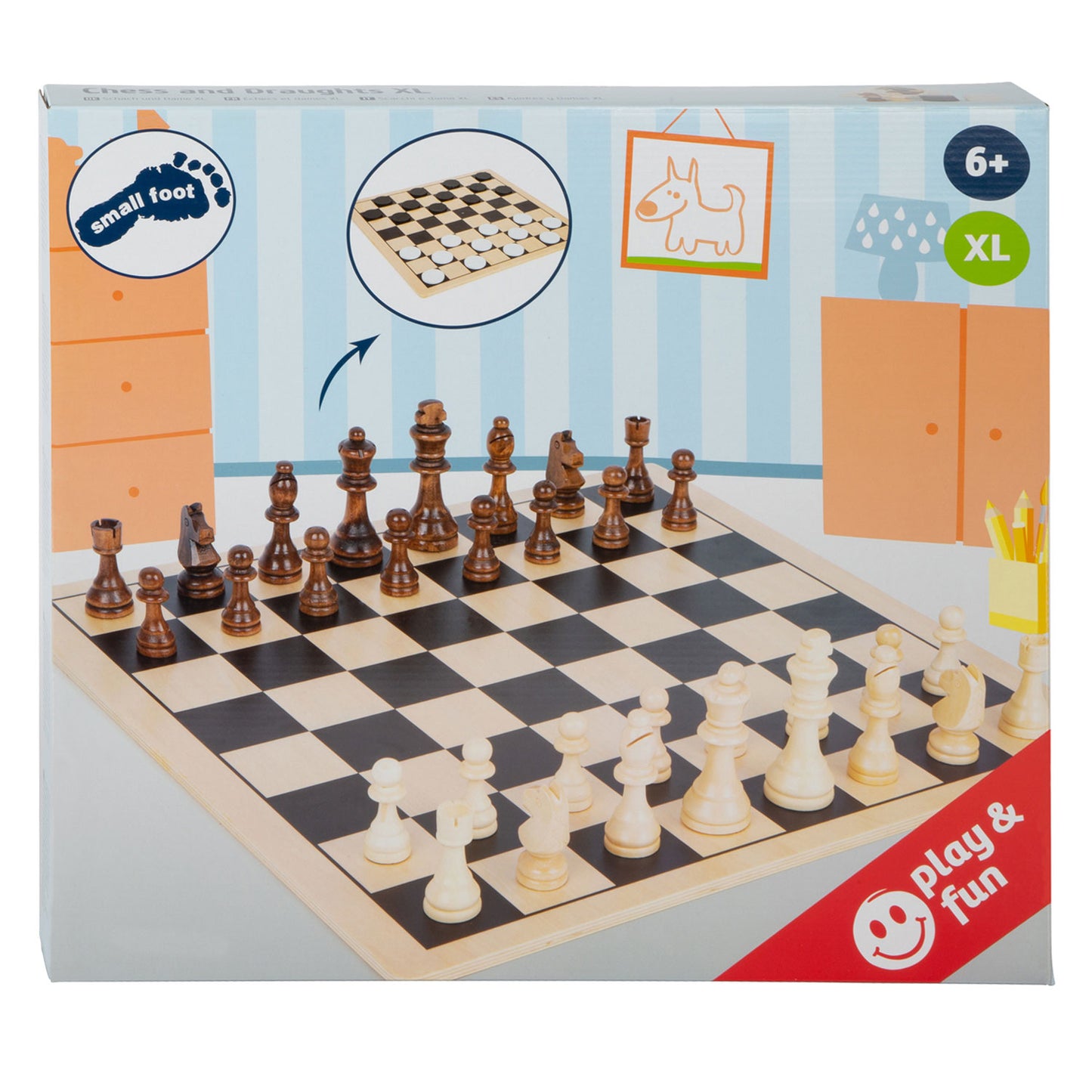 Small Foot - houten schaak en damspel xl