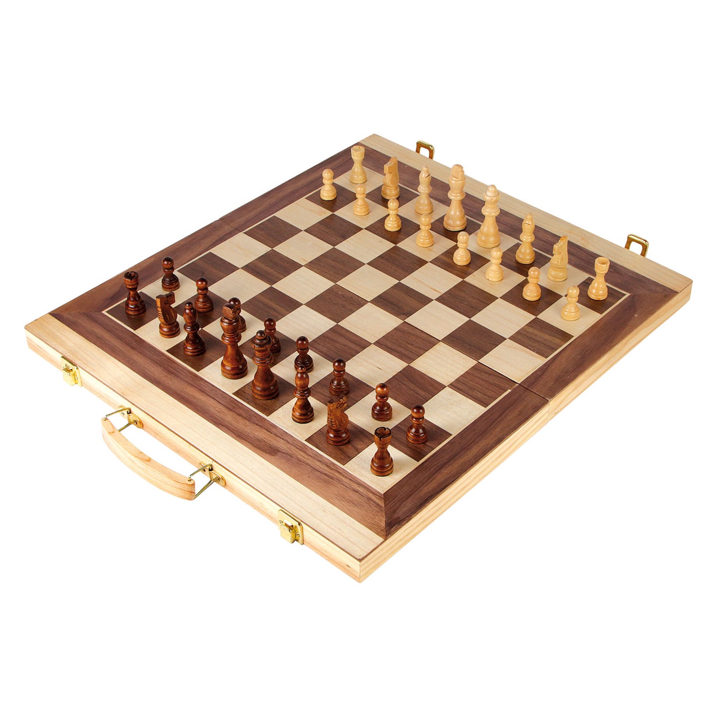 Small Foot - houten schaakspel en backgammon