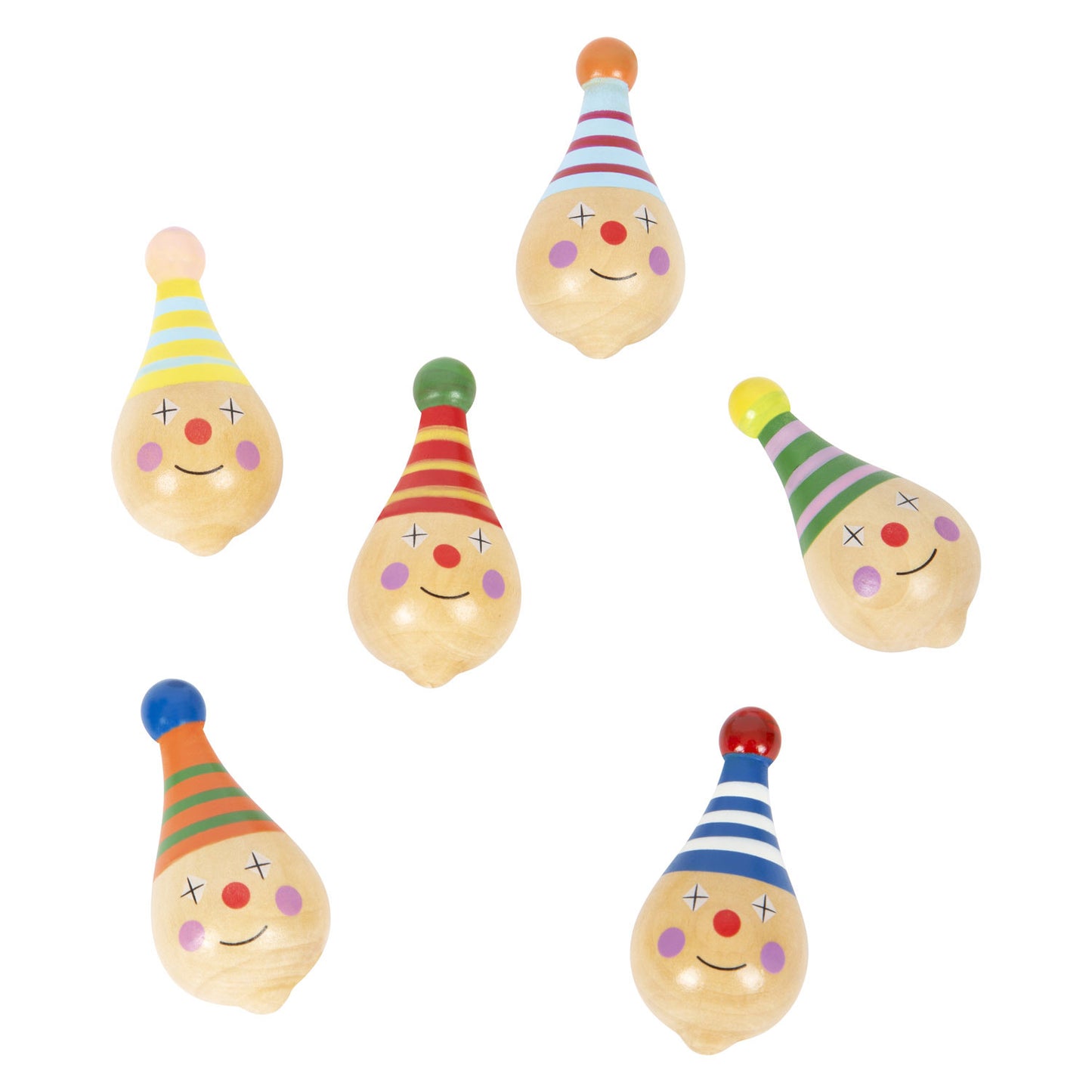 Small Foot - houten tol clown - 6st.
