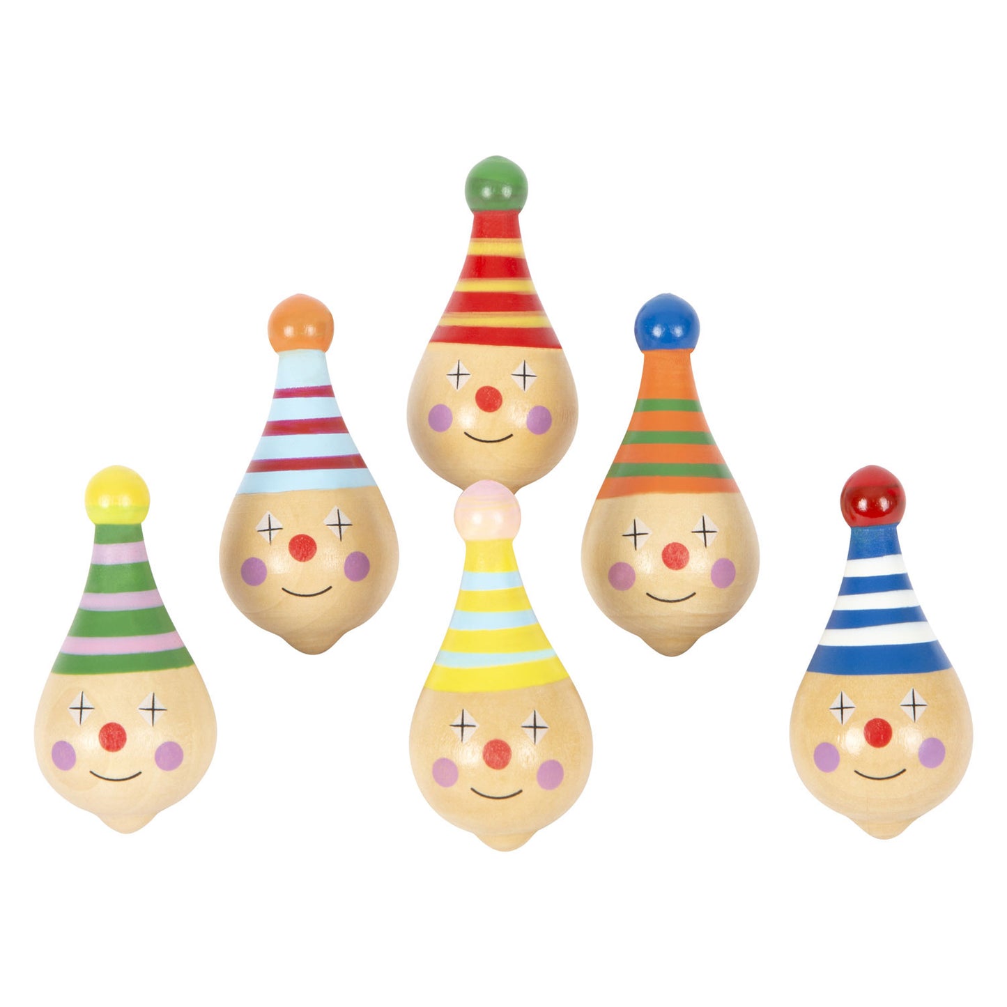 Small Foot - houten tol clown - 6st.