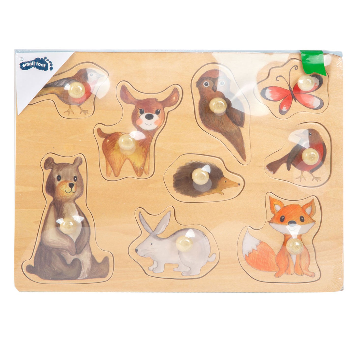 Small Foot - houten noppenpuzzel bosdieren, 9st.