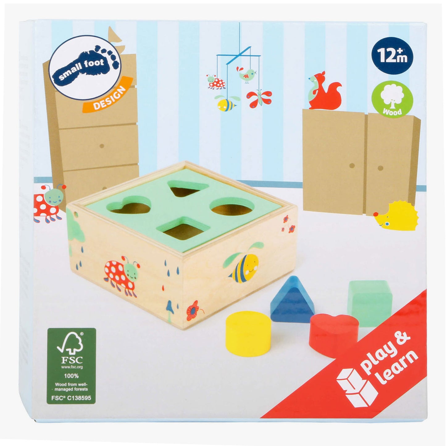 Small Foot - houten vormenstoof met blokken natuur, 5dlg.