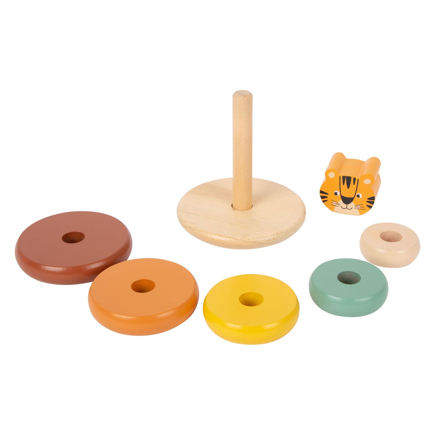 Small Foot - houten stapeltoren safari tijger, 7dlg.